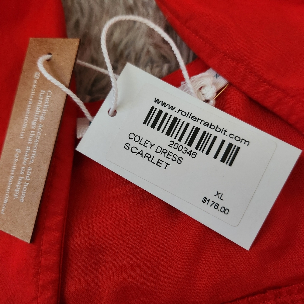 Anthropologie Roller Rabbit Coley Dress In Scarlet Red Women's Size‎ XL - Picture 7 of 11
